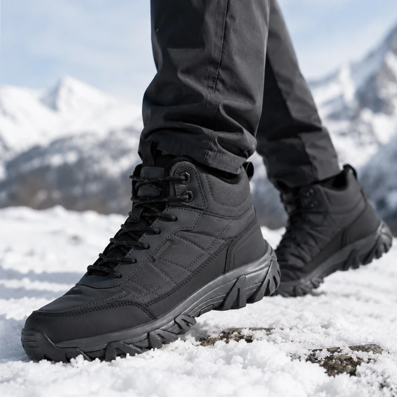 Baasploa Men Winter Walking Shoes Water Resistant Casaul Sneakers Comfort Plush Warm Boots Male Footwear Non-Slip Wear-Resistant