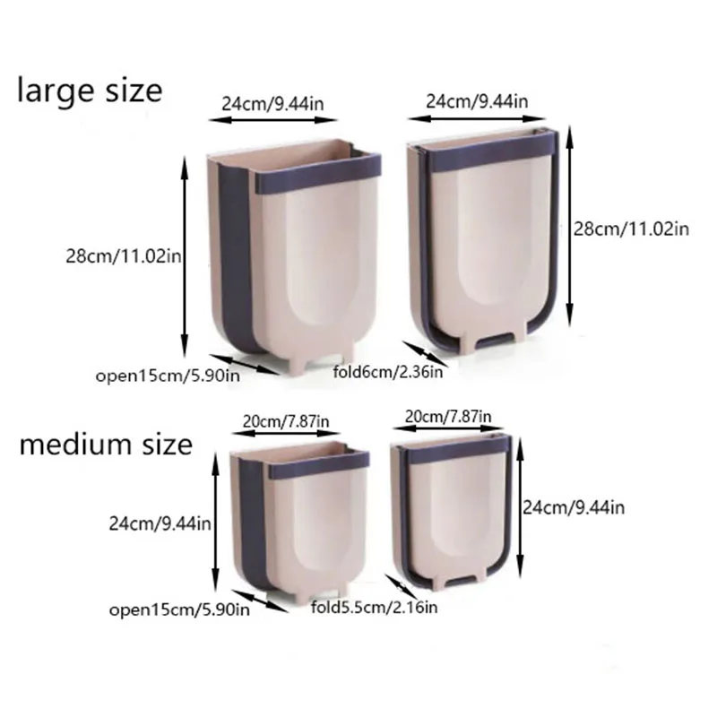 1PC foldable trash bin Kitchen hanging foldable trash bin suitable for cabinets/bathrooms/bedrooms/offices/camping