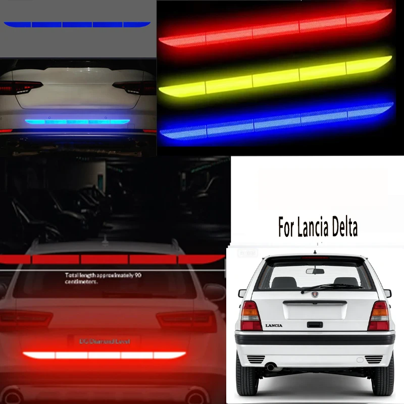 

For Lancia Delta 1Pcs Car Reflective Warning Tape Trunk Anti-Collision Bumper Strip Universal Auto Safety Reflector Sticker