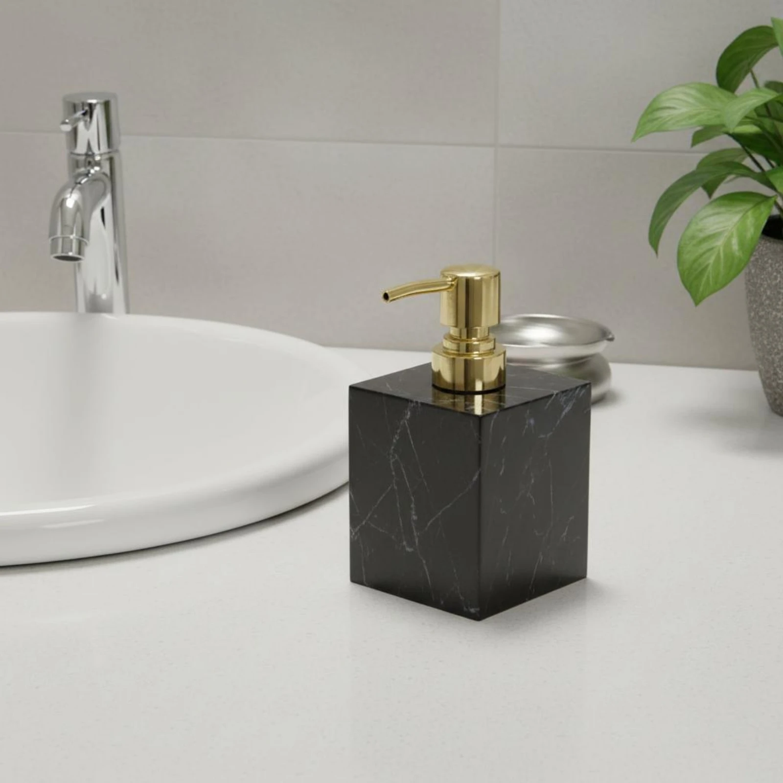 Marble Texture Dispenser Bottle Refillable Resin Soap Dispenser Resin Pump Bottle Shatter Resistant Bathroom Accessory for Hotel
