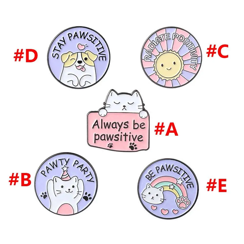 Alloy Letter Brooch Series Creative Cartoon Round Cat Paw Shape Enamel Badge Accessories Collar Brooch Gift for Women Men