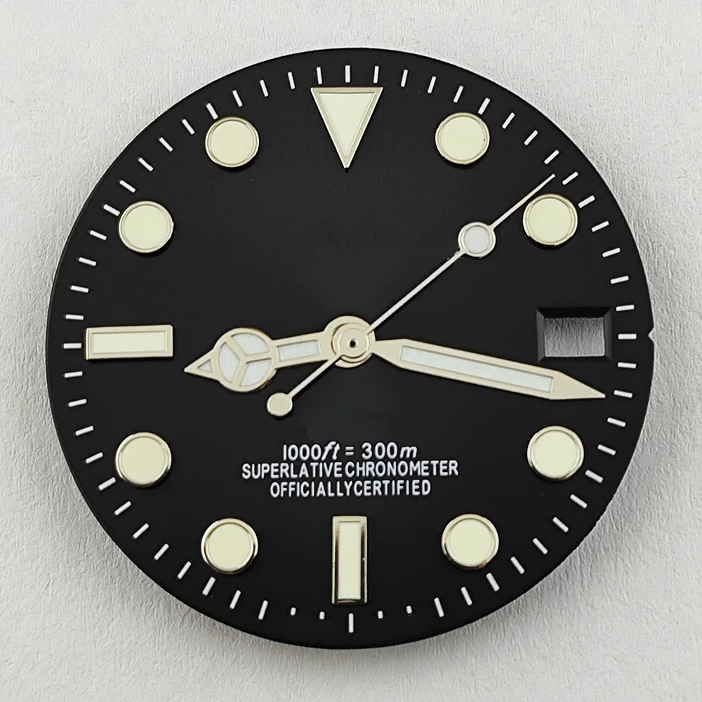 28.5mm luminous dial SUB mariner watch dial S dial suitable for NH35 NH36 movement watch accessories watch repair tools