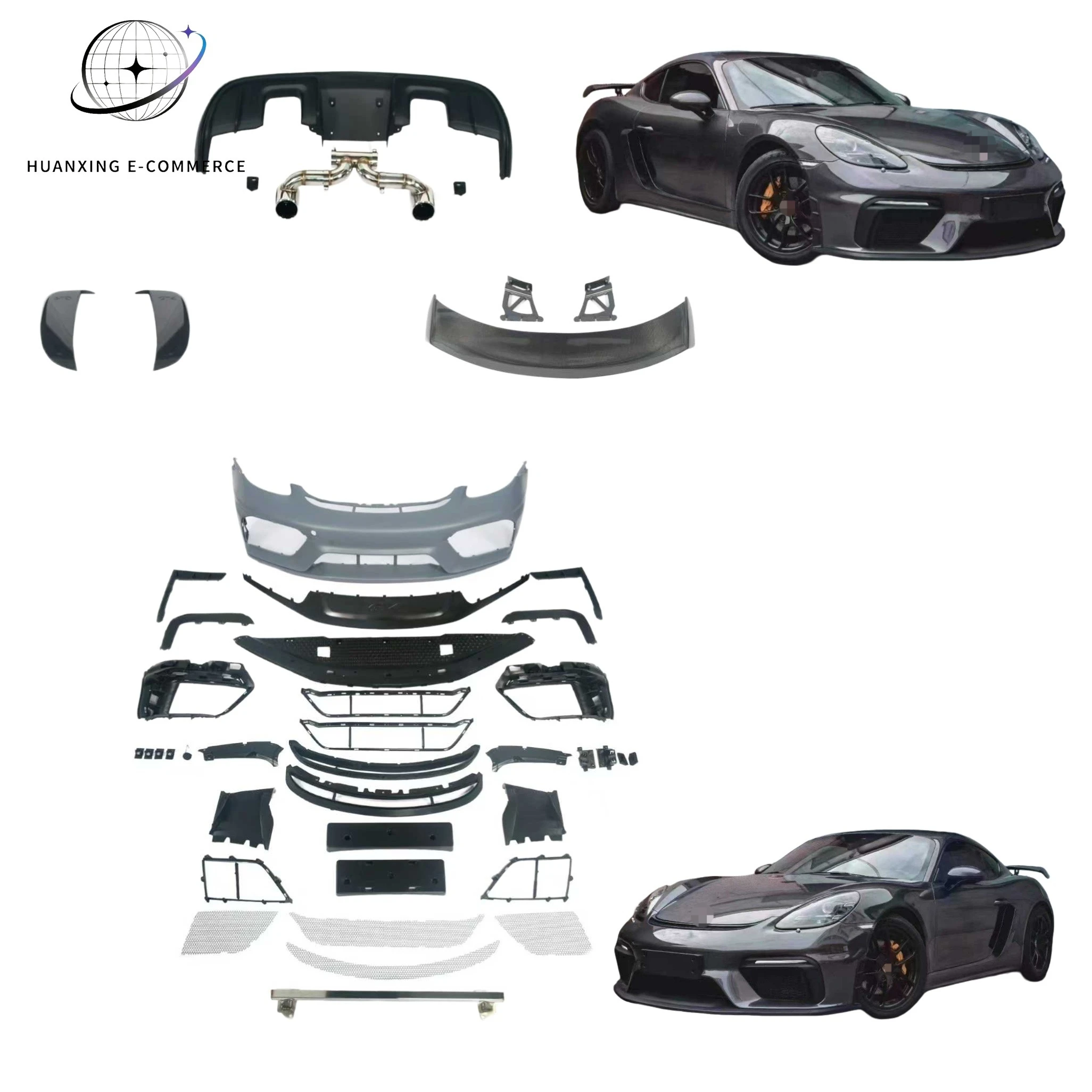 Factory Direct SaleGT4 PP Material Body Kit for 718 Upgrade GT4 Style Car Body Kit Rear Diffuser Car Bumpers & Spoiler A