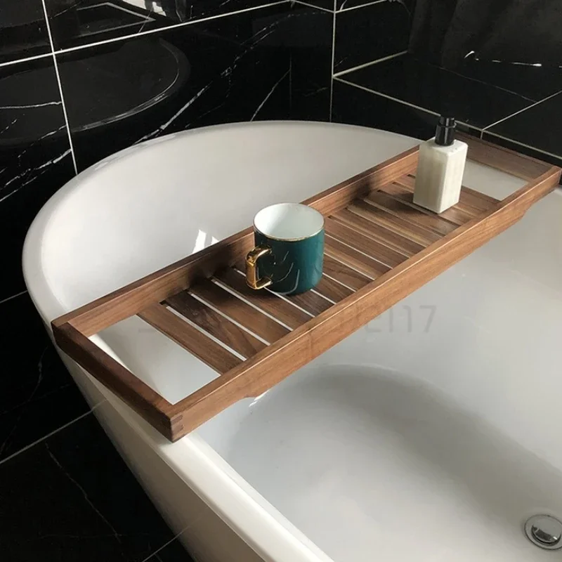 Solid Wood Bathroom Bathtub Shelf Simple Storage Board Japanese Style