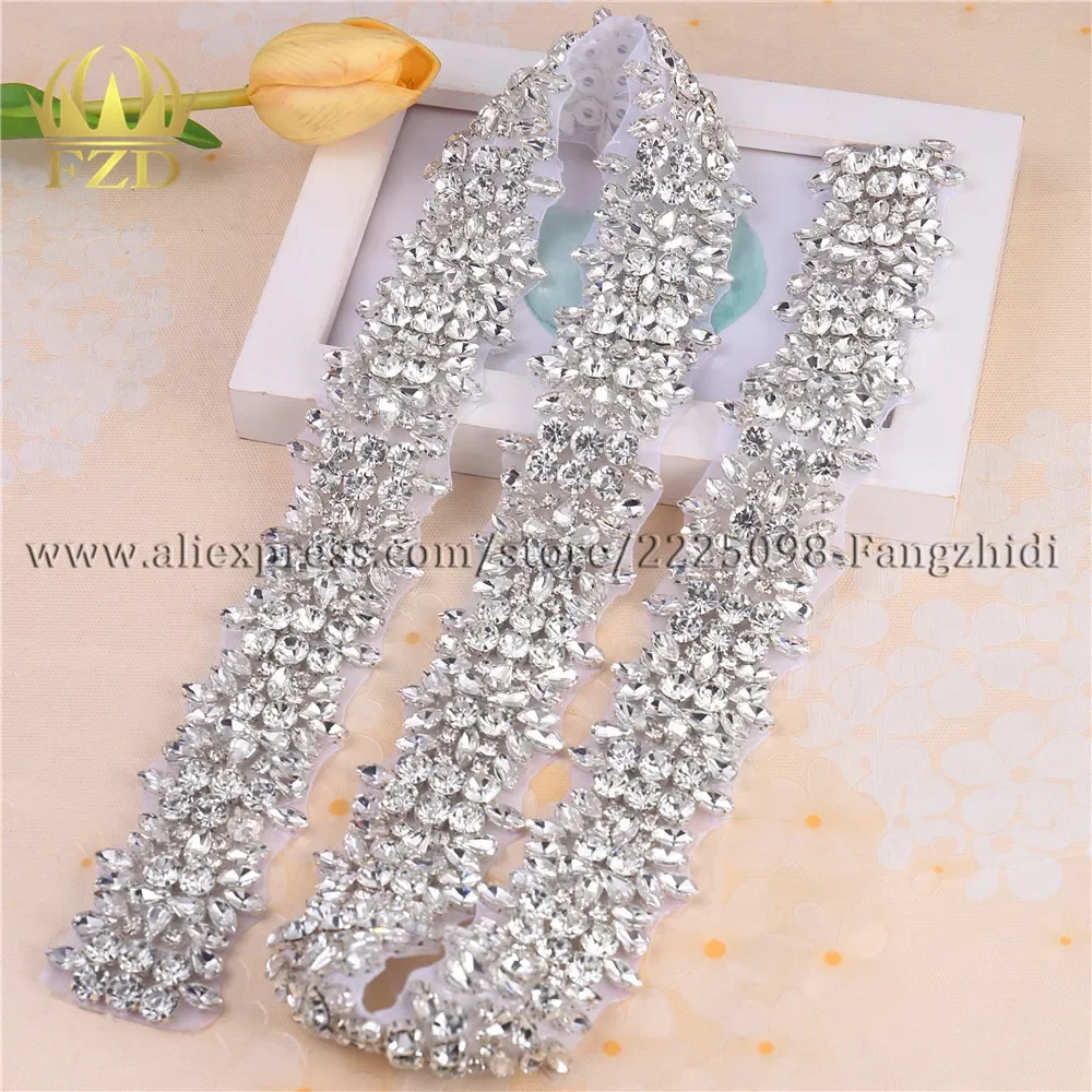 

(10yards) 1 Yard Iron On Crystal Beaded Sewing Wholesale Bridal Wedding Dresses Rhinestone Appliques Motif Trim Sash Headbands