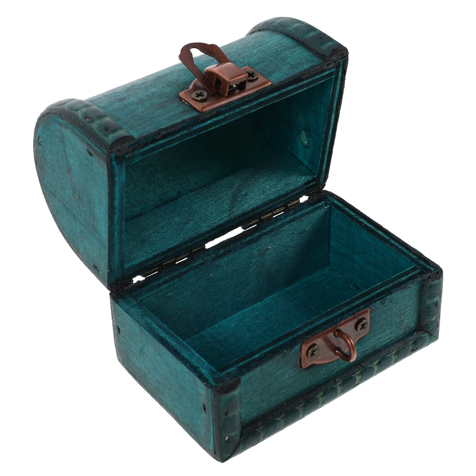Rustic Vintage Treasure Chest Wooden Jewelry Box Solid Wood Keepsake Case for Rings Bracelets Trinkets Asian Farmhouse Decor