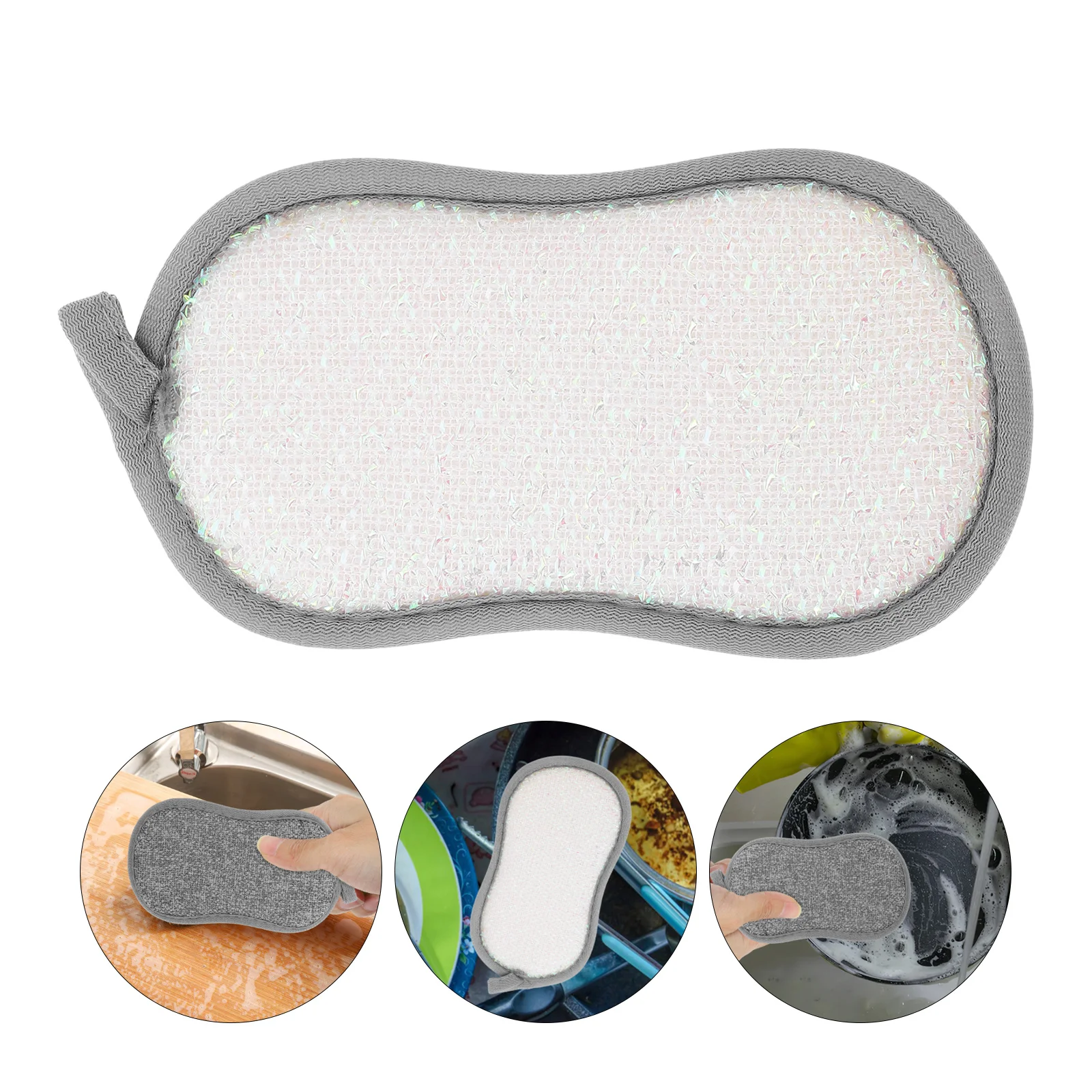 

6pcs Dish Kitchen Cleaning Block Durable Scrub Sponge For Pots Plates Grease Removal Multi-Function Wok Sponge Household