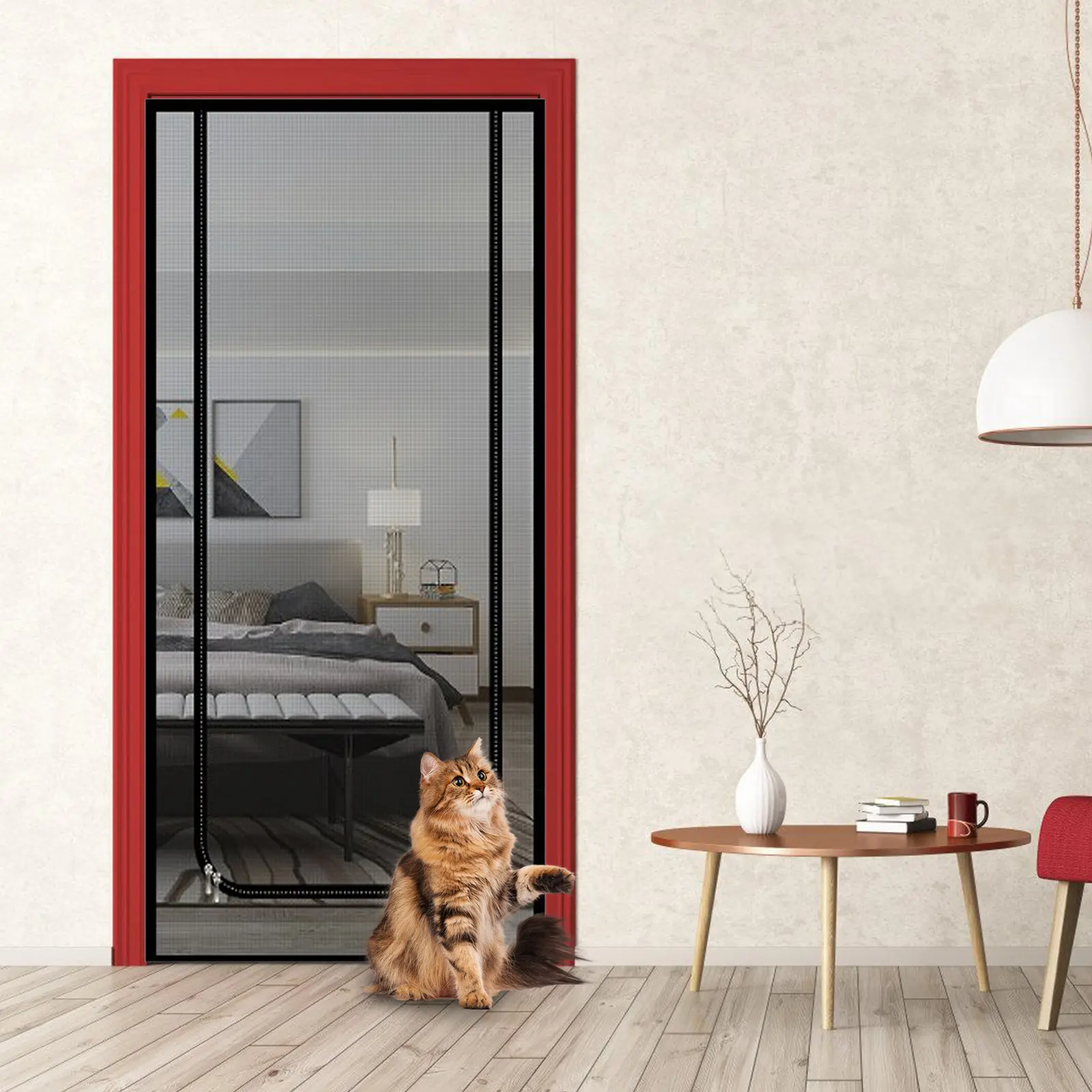 Zipper Pet Screen Door for Cats and Dogs Heavy Duty Mesh Cat Screen Installation Prevent Escape Secure Home Use