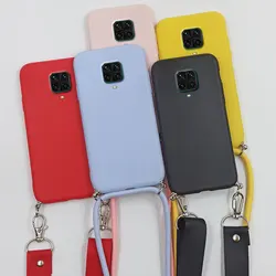 For Redmi Note 9S Funda Black Pink Crossbody Strap Necklace Lanyard Silicone Cover For Xiaomi Redmi Note9S Redmi Note 9 Pro Case