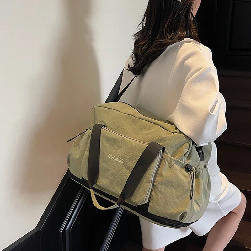 

Foldable Large Capacity Travel Bag Expandable Wet And Dry Separation Sports And Fitness Bag Oxford Cloth Storage Luggage Bag