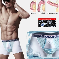 Men Open Hole Breathable Underwear Divide Boxer Sexy Comfortable Soft Male Underpant Lingerie Prolong Sex Time Functional Extend