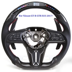 Carbon Fiber Perforated Leather Steering Wheel For Nissan GT-R GTR R35 2017+ LED Car Steering Wheel Car Accessories