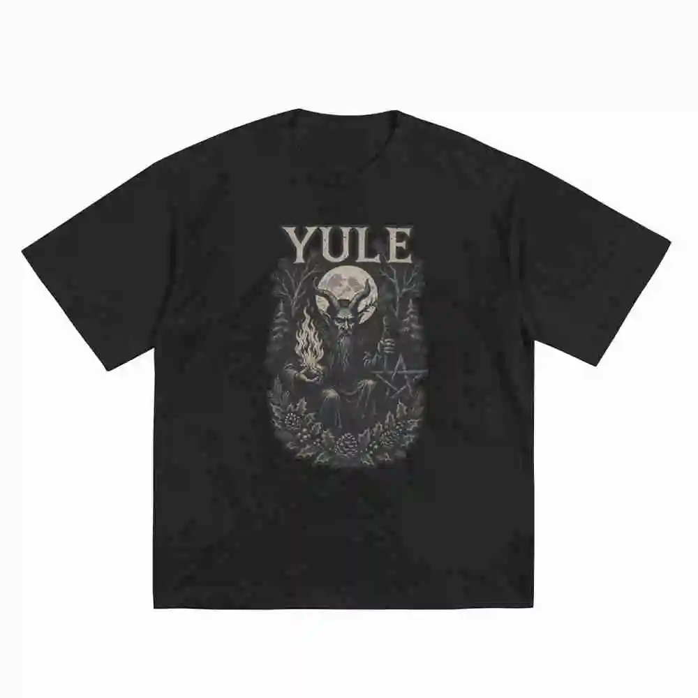 Yule Pagan Gothic Winter Solstice Witches Wiccans Dark Folk Short Sleeve Tee 100% Cotton T-Shirt