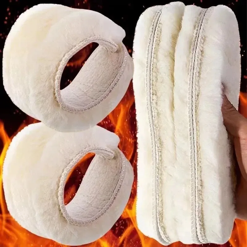 6/2 قطعة النعال الصوف جلد الغنم الطبيعي للأحذية الرجال الشتاء أقدام الدافئة رشاقته رقيق الصوف النعال النساء أحذية الثلوج بطانة حذاء