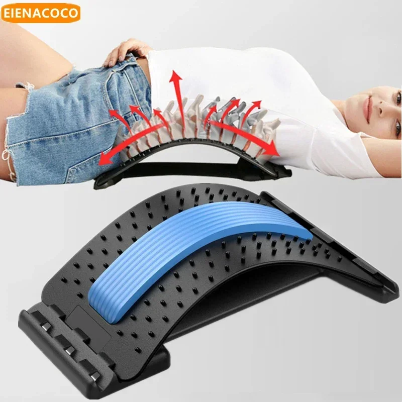 Back Stretcher Massager Multi-Level Adjustable Massager Waist Neck Fitness Lumbar Cervical Spine Support Pain Relief Fitness