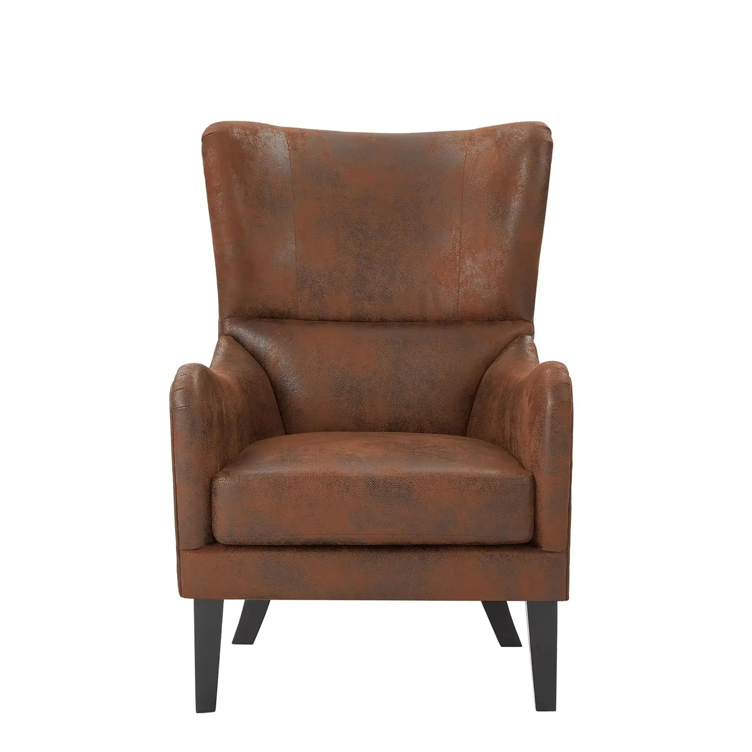 Mid-Century Modern Wingback Accent Chair Set of 2 with Nailhead Trim, Faux Leather Armchair for Living Room Office, Customized