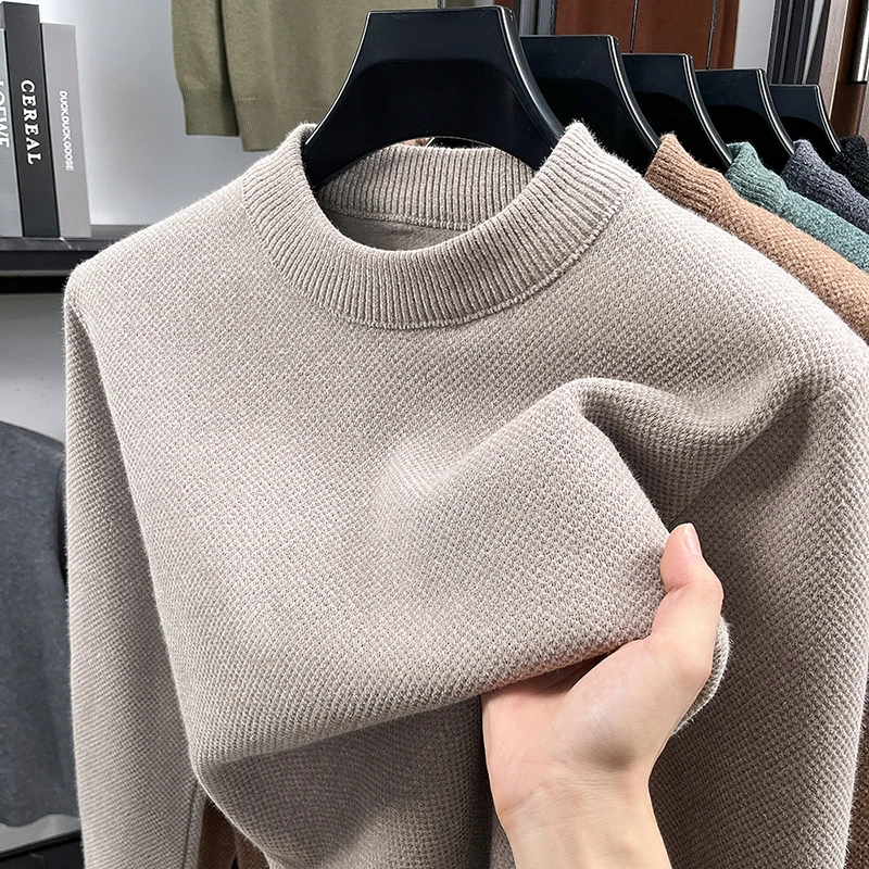 

Мужской вязаный свитер оригинального качества, однотонный пуловер с толстыми пайетками и длинными рукавами, зимний универсальный трендовый мужской свитер для поездок на работу