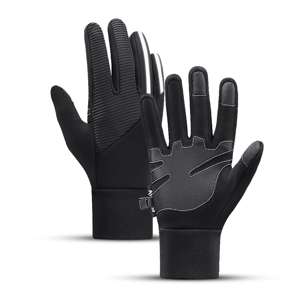 Autumn And Winter Men'S And Women'S Sports Anti-Splashing Warm Reflective Bicycle Touch Screen Cycling Gloves