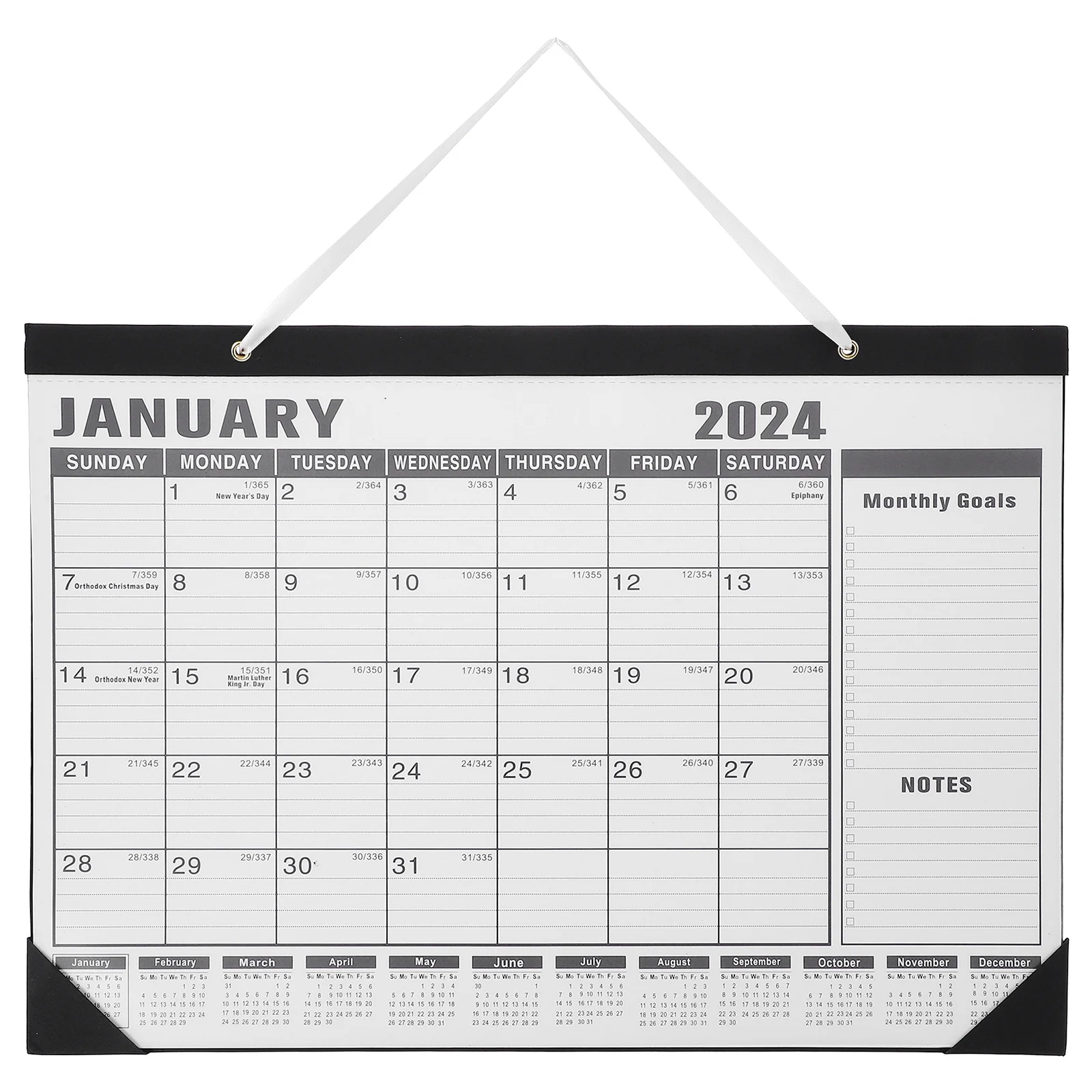 

2024 Office Hanging Wall Calendar English Lightweight Monthly Note Daily Schedule Calendar Home Supply