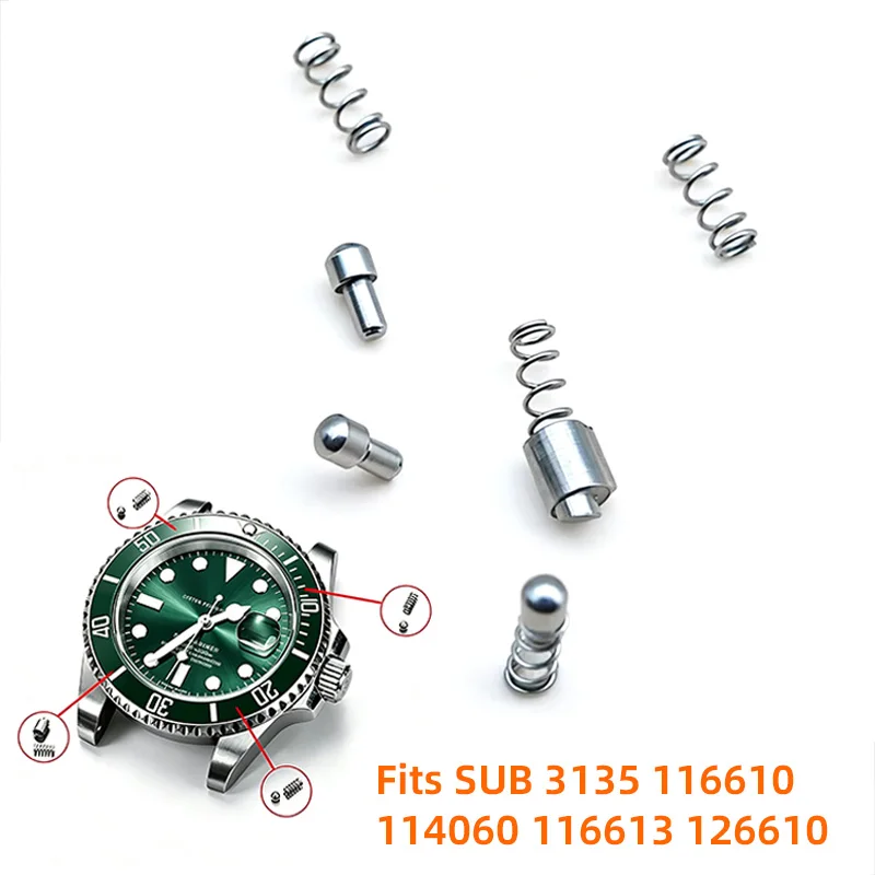 Watch Bezel Click Spring Plunger Ball Set For Submariner GMT SUB 126610 3135 3235 116610 114060 116613 Watch Repair Accessories