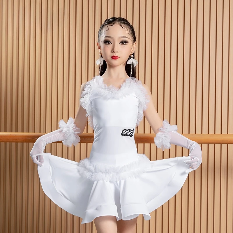 New Latin dance costumes for children's performance stage costumes, high-end girls' Latin dance practice costumes