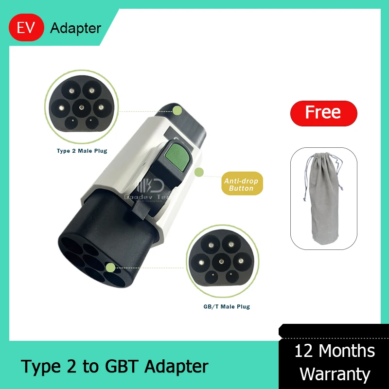 32A 7KW 22KW Type 2 IEC 62196-2 to GBT EV Plug Adapter Anti-Drop EV Adapter For Chinese Electric Car With Lock