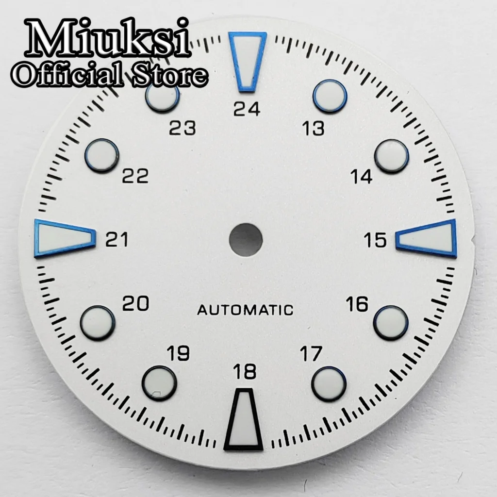 Miuksi 28,5mm Uhrenzifferblatt, leuchtend, passend für Uhrwerke VH31 NH35 ETA2824 2836 Mingzhu DG2813 3804 Miyota 8205 8215 821A – Detail 4