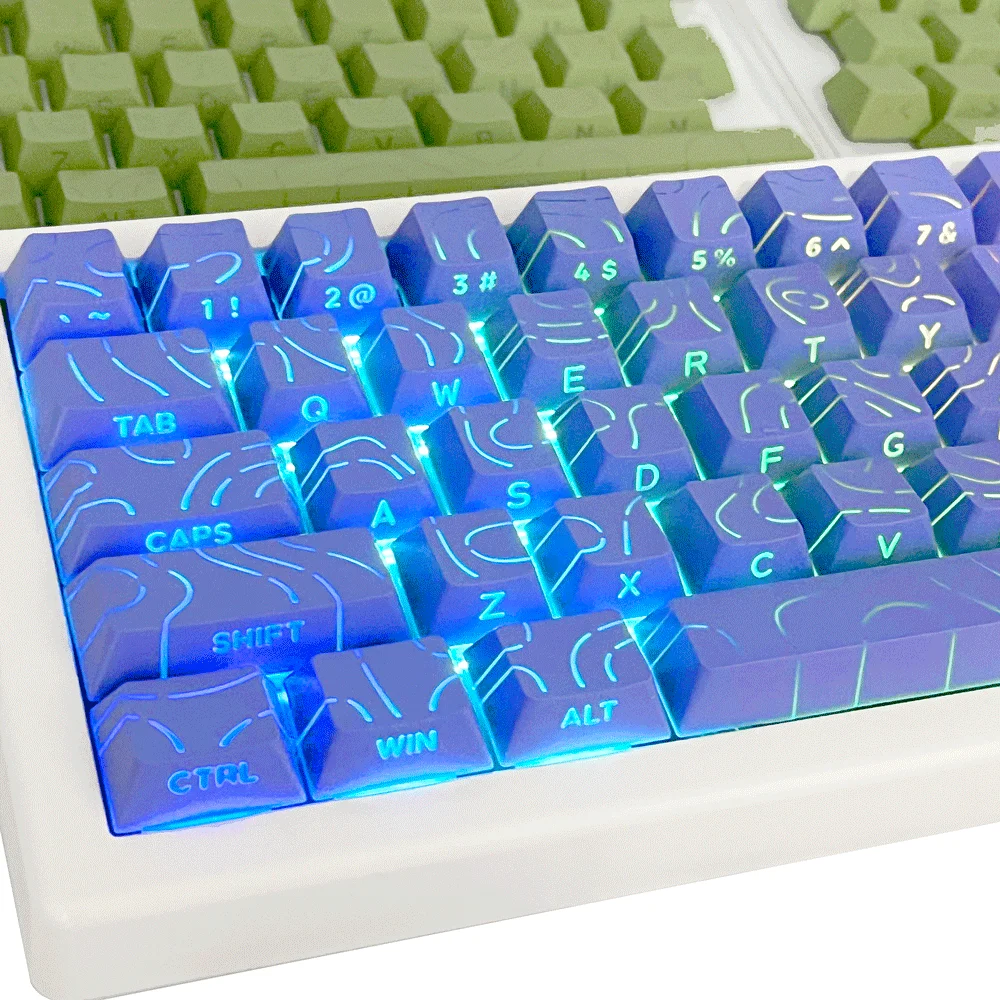 

Mechanical Keyboard Keycap with Side Engraved Cracks Emitting Light Cherry PBT+PC Dual color Injection Molded MX Key Cap