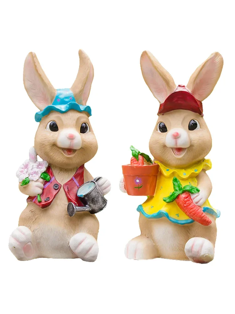 Outdoor Resin Cartoon Rabbit Garden Garden Garden Creative Decoration Villa Lawn Small Yard Gardening Decoration