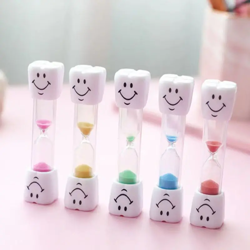 2PCS 3-min Smiling Hourglass Cute Smiling Face Tooth Brushing Hourglass Dental Sand Time Meter Sandglass Hourglass for Kids Gift