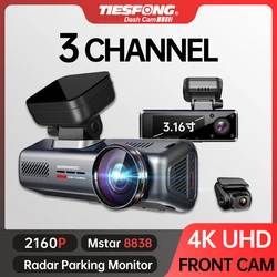 TiESFONG-GPS Cámara de salpicadero i5S, 3 canales, 2K, 1440P + 2x1080P, para coche, DVR, 360 °, grabadora de vídeo automática, Monitor de estacionamiento 24H, visión nocturna, WiFi