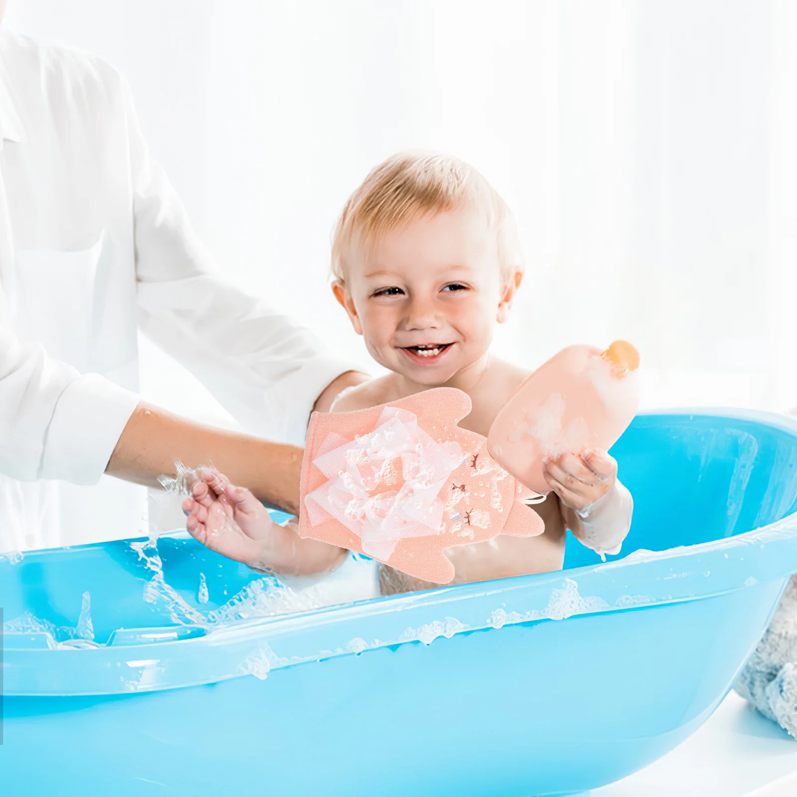 

Double-Sided Baby Bath Mitt Soft Rabbit Shape Baby Washcloth Cartoon Wash Glove Bathroom Bath Mitt Toddler Washcloths