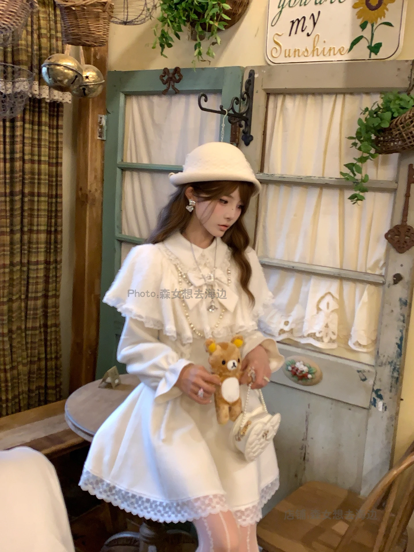 French Princess Style Lolita Woolen Jackets Autumn and Winter New Women's Slim Fit Elegant Cape Collar Long Coat Lady Outwear