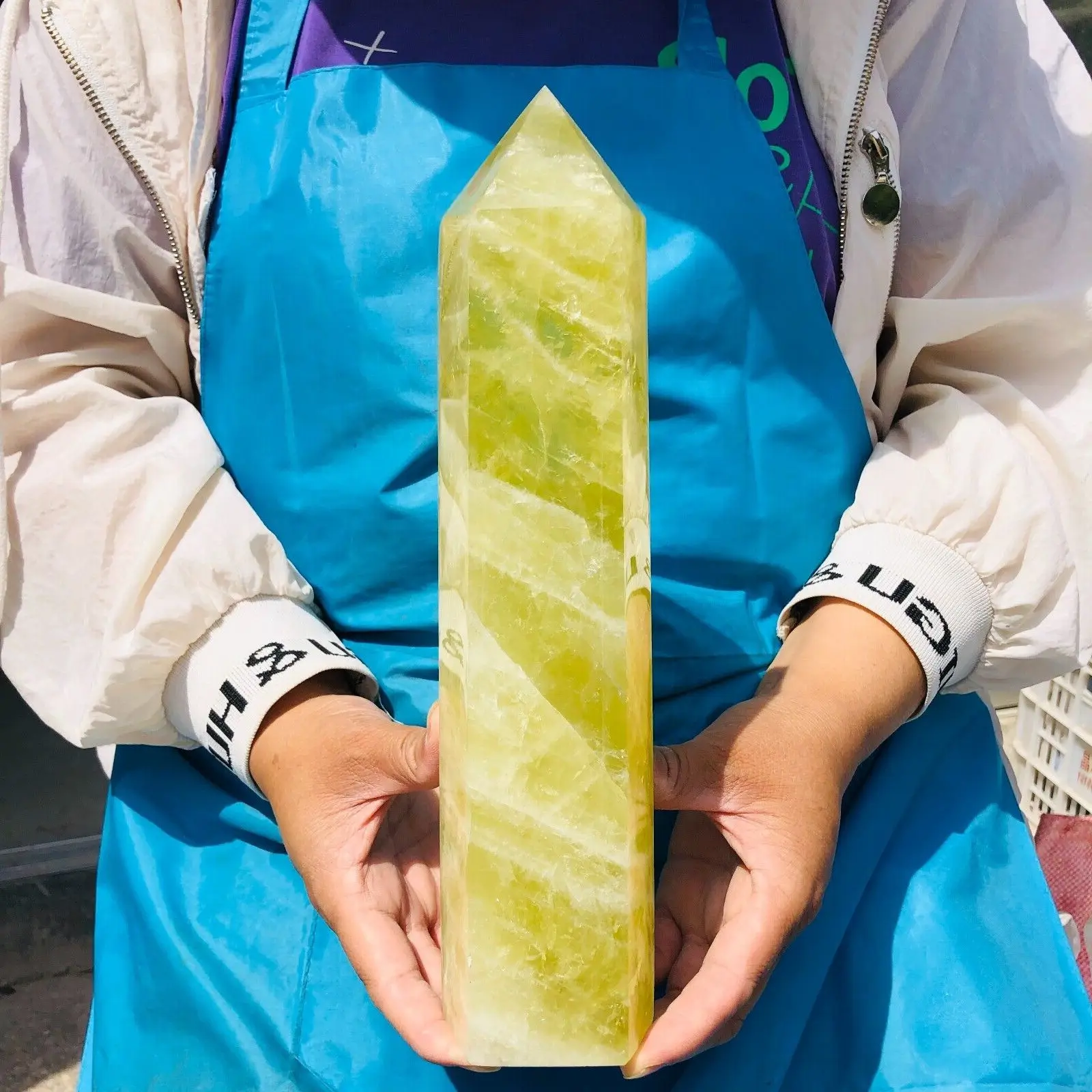 

Magical Natural Yellow Crystal Obelisk Quartz Mineral Specimen Energy Pillar Reiki Treatment Home Office Degaussing Decoration