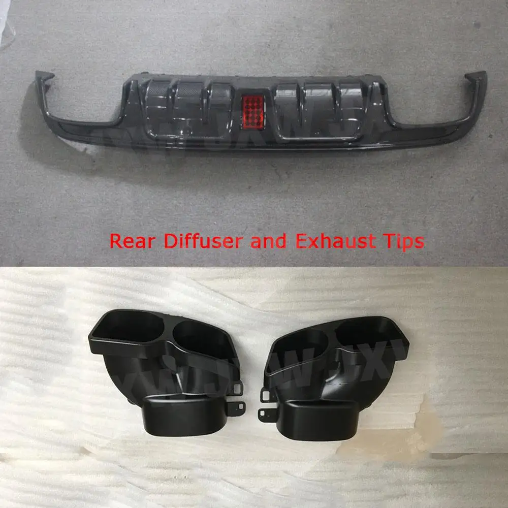

JCHEY Carbon Fiber Rear Bumper Diffuser Lip with Exhaust Tips For Benz C Class W205 C43 C63 For AMG Sport 4 Door 2015-2020