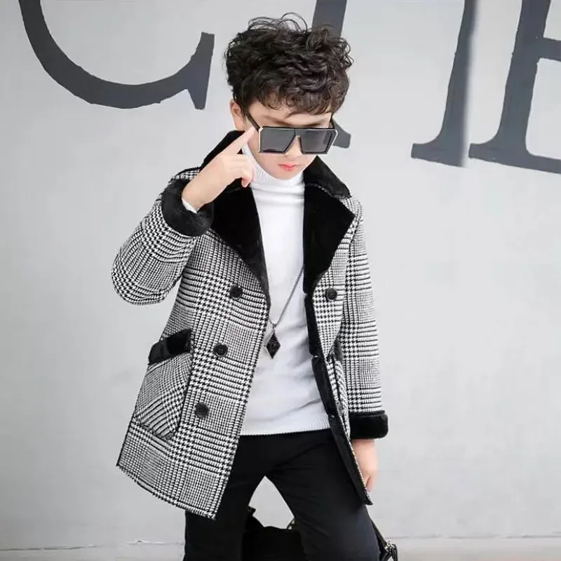 Age For 3T 4 5 6 7 8 9 10 12 14 Years Children Boys Woollen Coat Thicken Warm Jacket Outwear Autumn Winter Kids Casual Overcoat