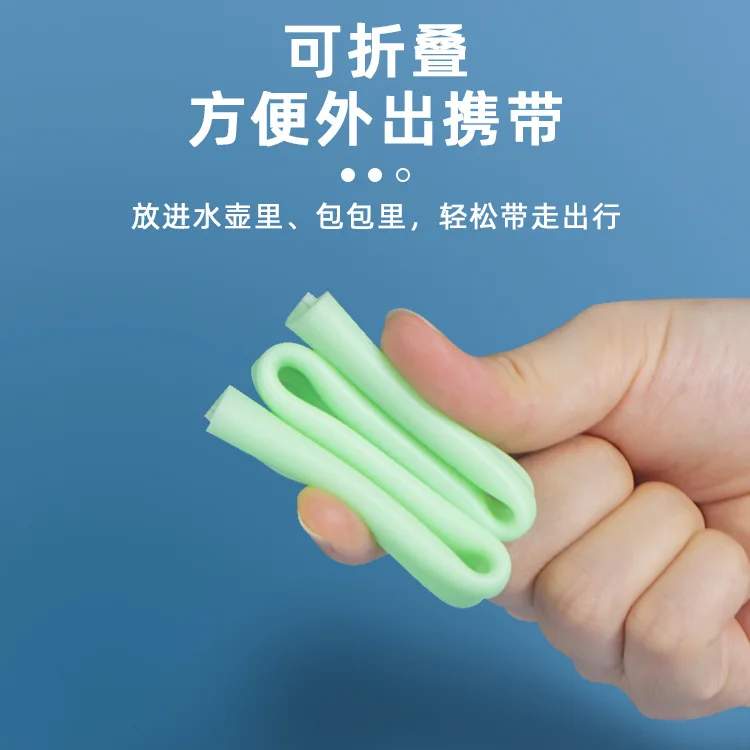 Silicone straws for milk tea, colored snap on straws, straight straws, foldable straws for children, drinking juice wholesale