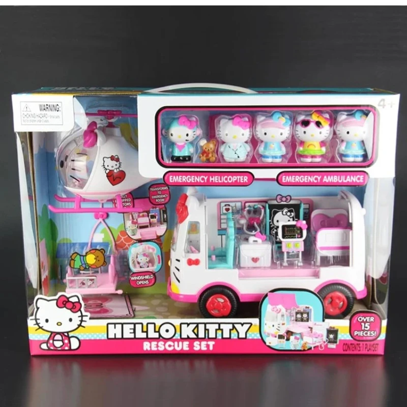 الأصلي الكرتون مرحبا كيتي الكرتون طائرة سيارة إسعاف الأسرة فتاة اللعب الهوايات عمل أرقام هدايا العيد للأطفال