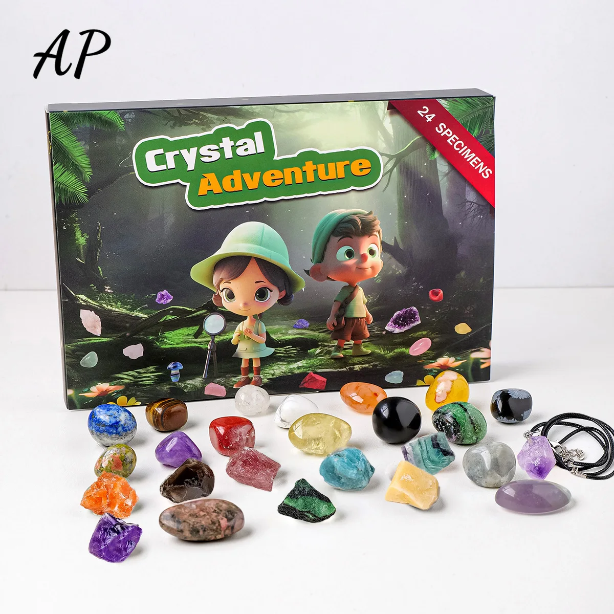 24 Grids Children's Christmas Calendar Creative Gift Boxes Mineral Specimens Collection Healing Crystal Blind Box