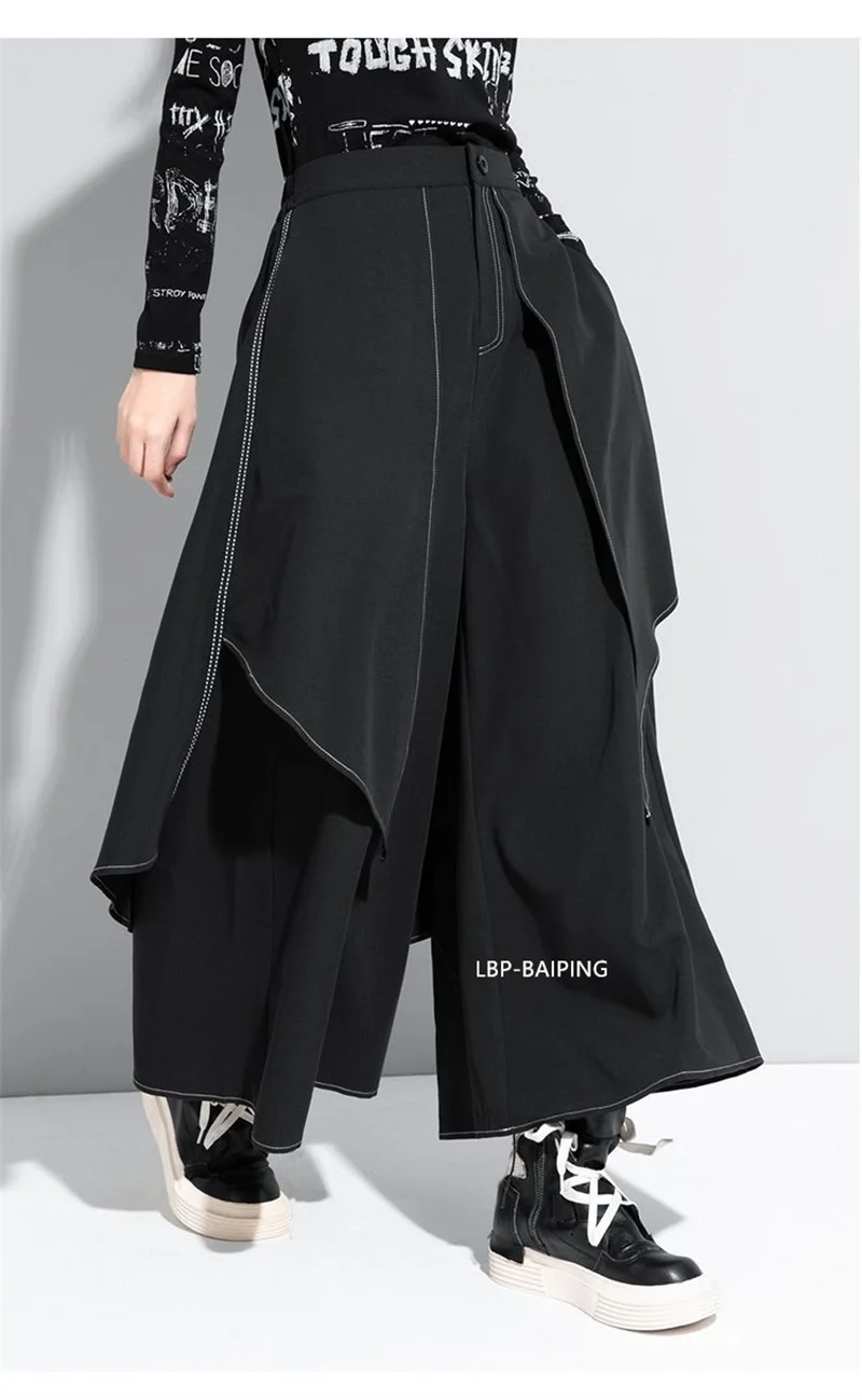 New 2026 Style Extra Layers Design Woman Pants Black Loose All-match Wide Legs Pants Casual Streetwear Hurajuku Trousers Ladies