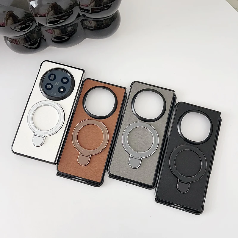 

Чехол для OPPO Find N5 с беспроводной зарядкой и кронштейном из искусственной кожи, жесткий противоударный чехол для мобильного телефона