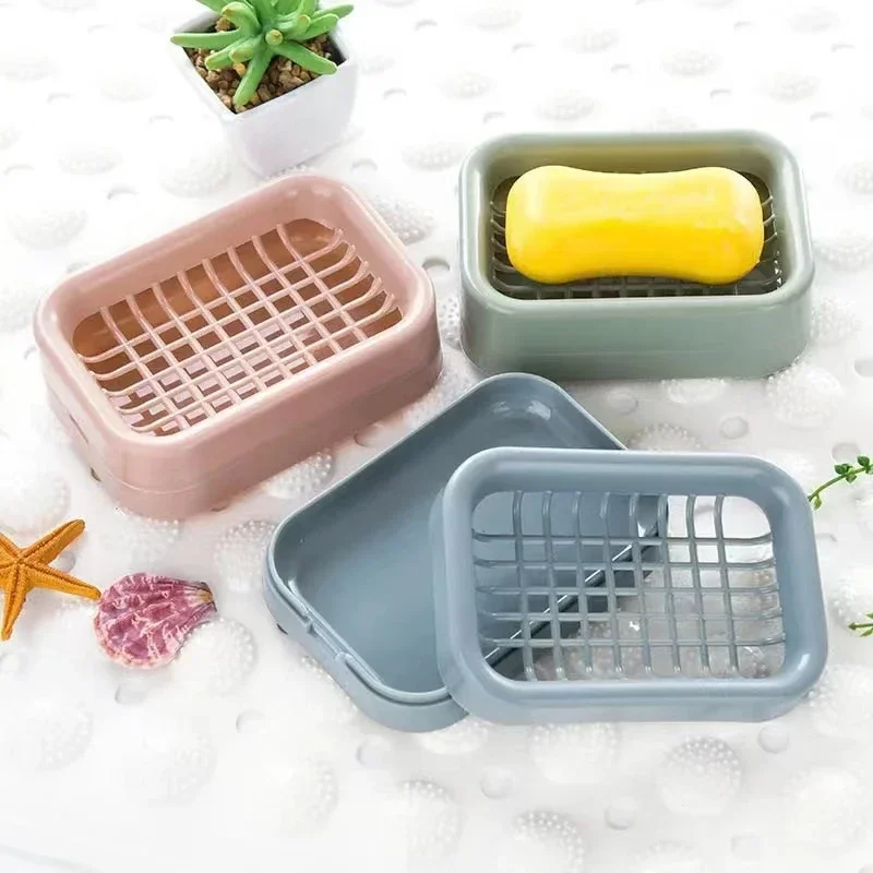 Portable Soap Holder Double-layer Plastic Shower Soap Dishes Non-slip Draining Tools Drainage Soap Box Bath Bathroom Accessories