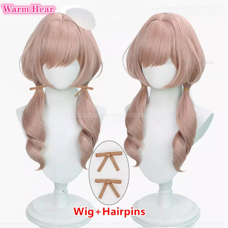 Game Bready Capelli sintetici Lunghi 50 cm Cachi Arancione Doppia treccia Parrucca Cosplay Capelli resistenti al calore Parrucche per feste di Halloween + Un berretto per parrucca