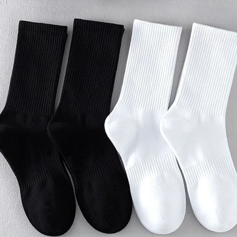 1/3/5pairs Solid Color Mid-tube Cotton Socks Spring Summer Sweat Absorbing Breathable Black/White Soft Comfortable Sports Socks - Image 6