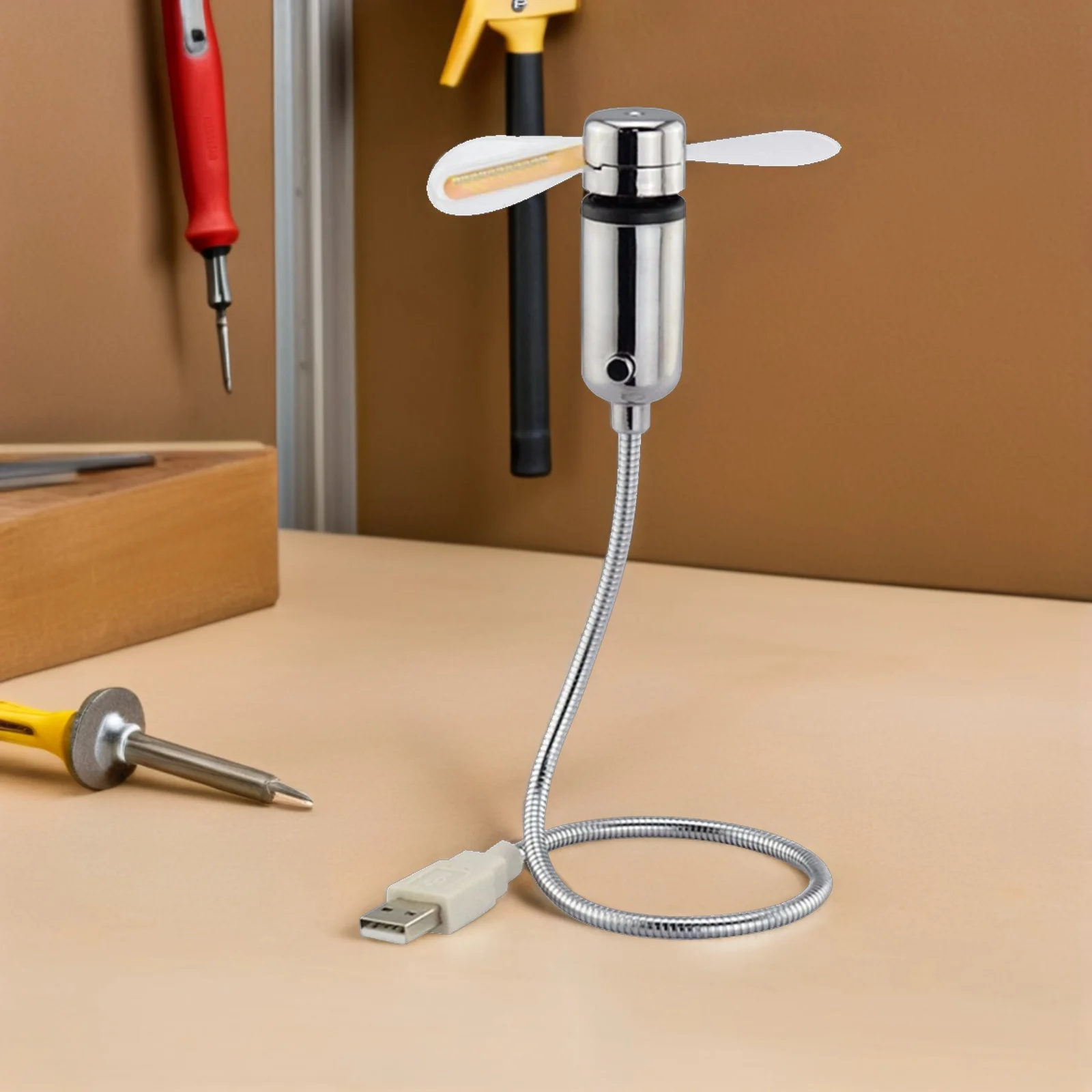 مروحة USB صغيرة مرنة، منفاخ هواء مكتبي محمول للكمبيوتر المحمول والكمبيوتر اللوحي والمكتب المنزلي وشاشة LED حمراء ومروحة USB مرنة