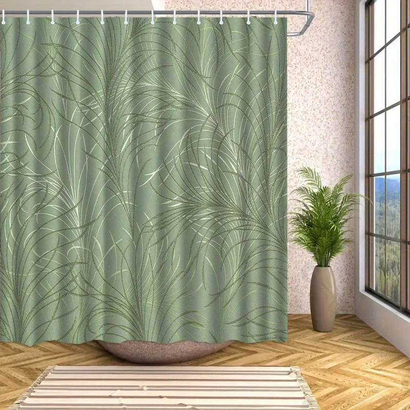 1pc a Stylish Patterned Shower Curtain with Hooks, Washable for Water Use, Serves As a Bath Divider, And Is a Bathroom Accessory