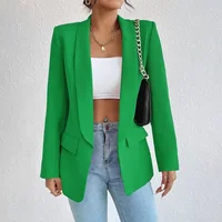 Spring Women Jacket Solid Polyester Cotton Non Strech Long Sleeve Office Lady Blazers New Fashion In Outerwears Coats 3