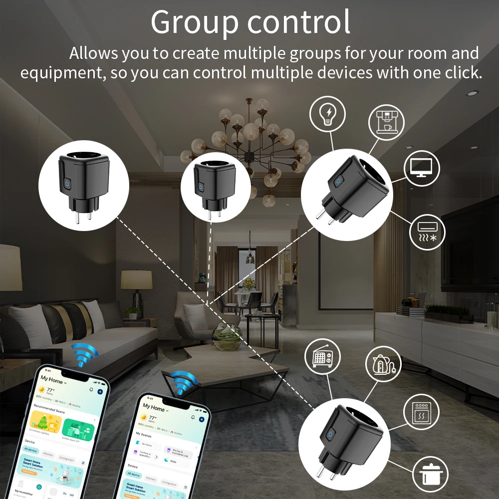 Tuya Smart Socket 2,4g WiFi Control remoto versión UE 16A/20A Control de voz Google/Alexa monitoreo de batería temporizada