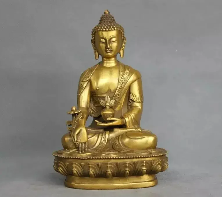 

8" Tibet Pure Bronze Medicine Buddha Bhaisajyaguru Statue