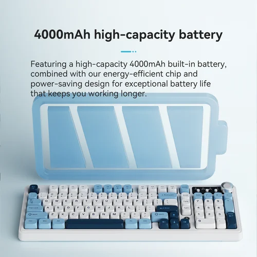 Imagen 2 del producto AJAZZ AF98 Teclado con cable/inalámbrico Sensación mecánica Oficina Batería de larga duración Tres modos RGB Luz mixta ABS Teclas Ergonomía